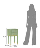 Comodino Camille Verde 40x30x71 cm in Pino e MDF e Ferro      