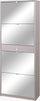 Schuhschrank 4 Türen mit Spiegel 1 Schublade 63x164x29 cm Ulme hell