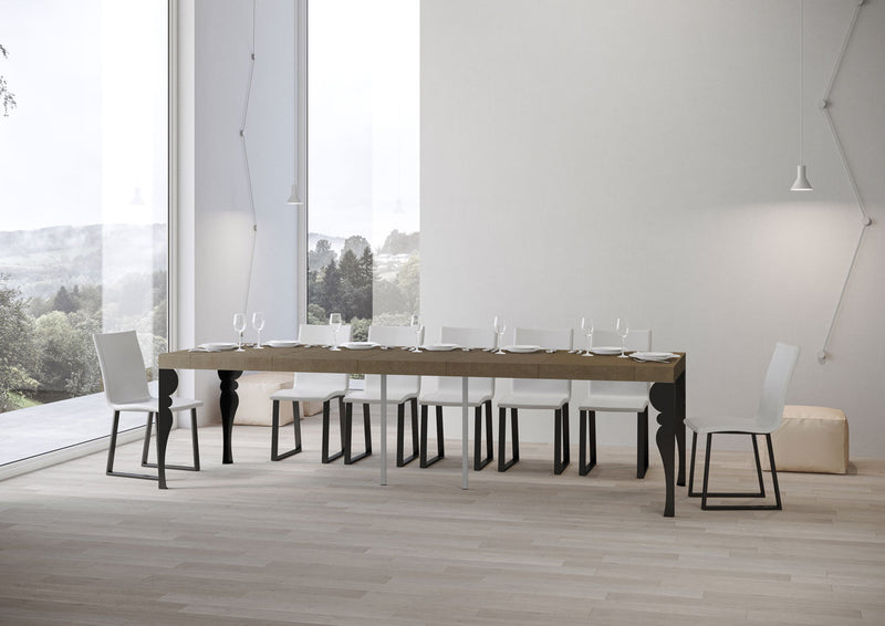 Consolle Allungabile 90-300x40x77 cm Paxon Premium Tortora Telaio Antracite 