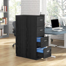 Armadio per Ufficio 40x42x130,8 cm a 4 Cassetti con 2 Serrature e Barra Portadocumenti in Truciolato Nero      