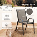 Set Salotto da Giardino 3 Pezzi con 2 Sedie e Tavolino Rotondo in Acciaio Nero  