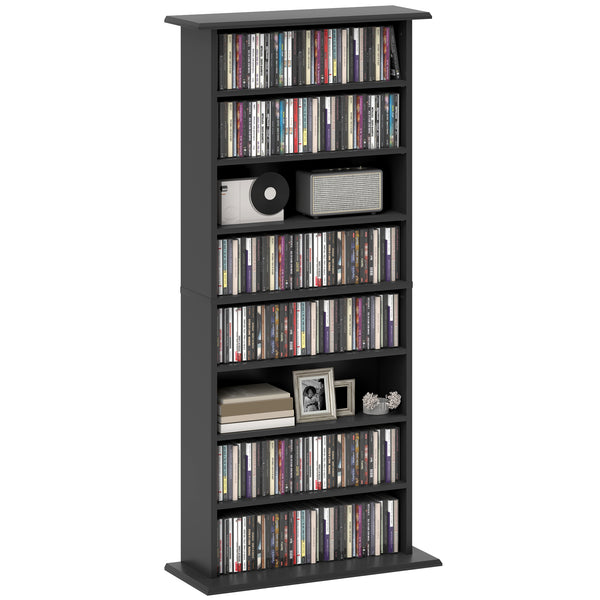acquista Libreria Porta CD e DVD 58x24x124,5 cm con 6 Ripiani Regolabili Nero