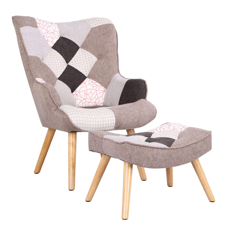 Poltrona Relax con Pouf Poggiapiedi in Tessuto Elegant