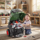 Officina Camion Giocattolo per Bambini 3-6 Anni 42x42x47 cm con Motore 60 Accessori Luci Vapore e Suoni in PP Verde      