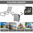 Lettino Prendisole da Giardino Pieghevole 187x58x36 cm in Metallo e Tessuto Oxford Grigio Chiaro