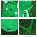 Set Tavolino e 2 Sedie Pieghevoli da Giardino per Bambini con Ombrello Verde Rana