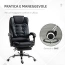 Sedia Poltrona da Ufficio Presidenziale 64.5x69x109-117 cm in Similpelle Nero