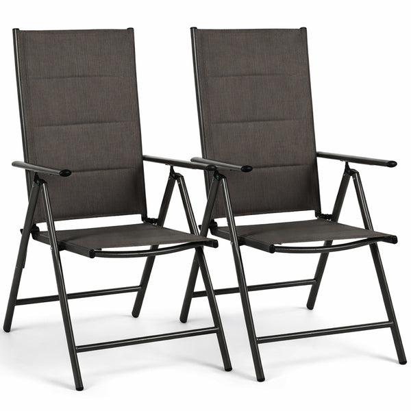 prezzo Set 2 Sedie Sdraio Pieghevoli e Salvaspazio con Schienale Alto Ergonomico in Tessuto Tecnico Nero