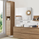 Specchio Bagno Contenitore 90x15x75 cm con Luce LED Dimmerabile a 3 Colori Ante Soft Close Ripiani Regolabili e Interruttore Touch in MDF e Vetro Bianco      