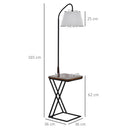 Lampada da Terra con Ripiano in Acciaio e Legno 36x36x165 cm 
