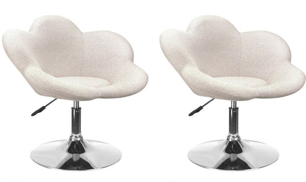 sconto Set 2 Poltroncine da Soggiorno 69x55x69/81 cm in Schiuma Poliuretanica Fleur Cromo-Beige