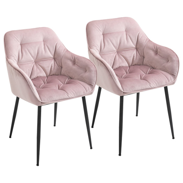 Set 2 gepolsterte Stühle 59,5 x 55,5 x 83,5 cm in rosa Samt online