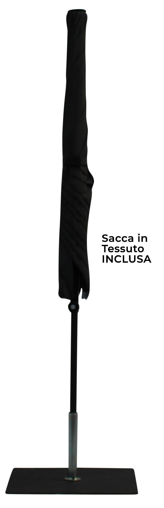 Ombrellone da Giardino 3x2 m Palo Ø38 mm in Alluminio Tessuto Olefin Trend Nero