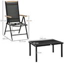 Set Tavolo e 4 Sedie da Giardino in Alluminio e Texteline Nero