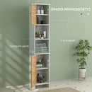 Mobile Bagno a Colonna 35x30x170 cm con 2 Armadietti e Ripiani Regolabili Scomparti Aperti in MDF Bianco      