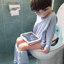 Sedile Riduttore WC per Bambini Ovale Morbido con Paraspruzzi Azzurro