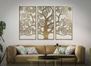 Pannello Albero della Vita Oro Set 3Pz 165x2x110 cm in Ferro Oro