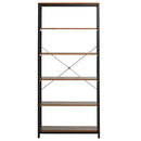 Libreria 6 Ripiani 80x30x180 cm in Legno e Metallo  Nera