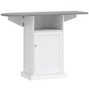 Mobile Asse da Stiro Pieghevole 121x37x89 cm a Rotelle con Ripiano Aperto e Armadietto in MDF Bianco e Grigio      