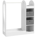 Appendiabiti per Bambini 3-8 Anni 92x36x106 cm con Ripiani 2 Scatole Asta Appendiabiti e Specchio in MDF Bianco      