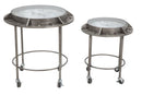 Tavolo da Caffé Bolt Coppia Ø59,5x64-45x52 cm Legno e Ferro Grigio