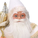 Babbo natale in tessuto bianco e oro cm xh45