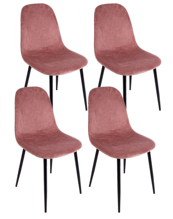 acquista Set 4 Sedie 52,5x42,5x90 cm Irelia in Velluto Rosa