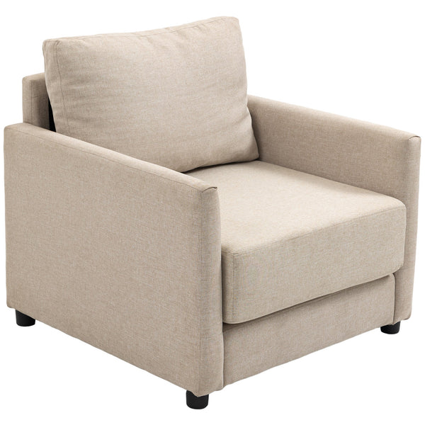 Poltrona Imbottita 80x85x88 cm in Tessuto Effetto Lino Beige sconto