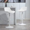Set 2 Sgabelli da Bar con Schienale Altezza Regolabile Seduta Girevole in Pelle PU e Poggiapiedi Bianco      