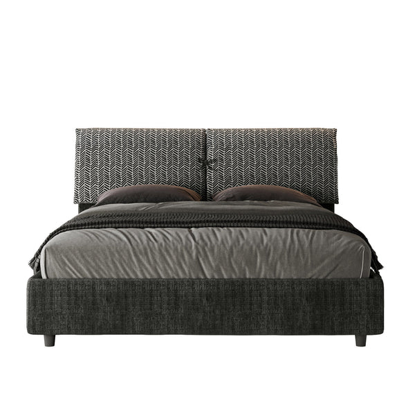 prezzo Letto Matrimoniale con Testata e Alzata Comoda Imbottito in Tessuto Aragona Mados Blu Varie Misure