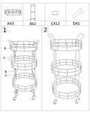 Carrello Glam Rotondo Ø38x77,5 cm in Ferro e Vetro Oro