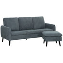 Divano 3 Posti con Poggiapiedi Chaise Longue 196x140x88 cm Effetto Velluto Grigio Carbone  