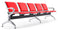 Panca per Sala Attesa 5 Posti da Ufficio con Cuscino in Acciaio e Similpelle Argento/Rosso