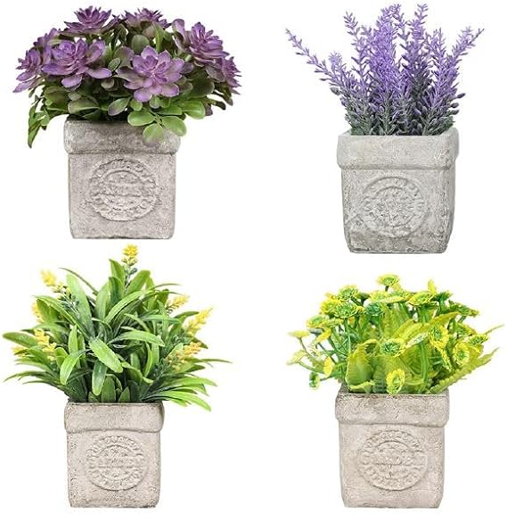 Set 4 Piante Artificiali con Vaso Vari Tipi di Piante acquista