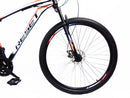 Bicicletta Mountain Bike per Ragazzi 27,5" MTB Derek 21V in Acciaio Nero e Rosso Fluo