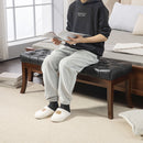 Panca Fondo Letto Imbottita con Design a Bottoni e Gambe Ricurve 120x38x46 cm in Pelle PU e Legno Nero