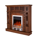 Camino Elettrico da Pavimento 112x115x30 cm Effetto Fiamma 2000W Amsterdam & Galileo Silver Noce