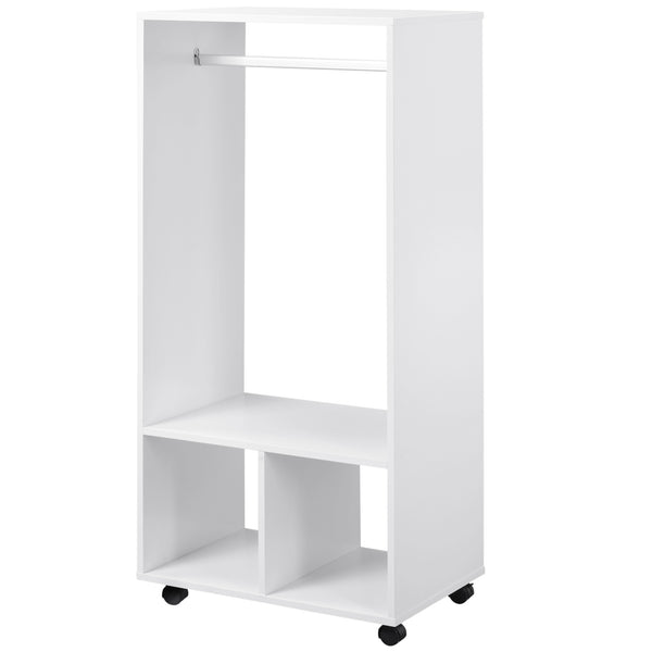 sconto Mobile Appendiabiti con Barra in Alluminio e 2 Ripiani Aperti 60x40x128 cm in Truciolato Bianco