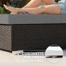 Set 2 Sdraio da Giardino 184x60x22 cm con Tavolino Laterale e Schienale Regolabile in Rattan Grigio Scuro      