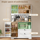 Credenza da Cucina 100x40x62 cm con 3 Armadietti 2 Cassetti e Portaspezie in Legno Ingegnerizzato Bianco      
