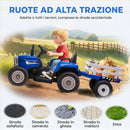 Trattore Elettrico per Bambini con Rimorchio Rimovibile Telecomando Porta USB Musica e Luci Blu      
