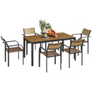 Set da Giardino con Tavolo da Pranzo Allungabile e 6 Sedie Impilabili in Acciaio e Textilene Marrone    