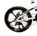 Bicicletta Pieghevole 20" in Alluminio Ruote in Lega Bianco e Azzurro