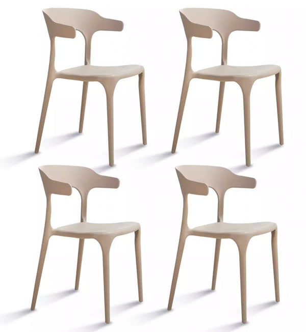 acquista Set 4 Sedie Impilabili 50x75,5x52 cm in Polipropilene New America Tortora