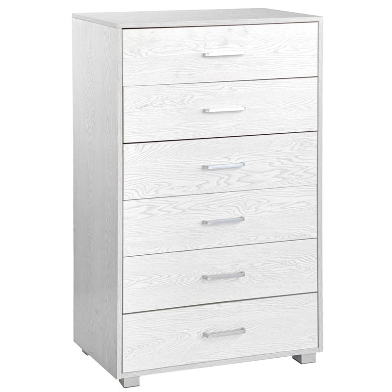 Mobile cassettiera 6 cassetti 68x40x115 cm in legno Rovere sbiancato