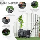 Trasportino per Cani e Gatti 4 in 1 Pieghevole 50x31x37 cm con Maniglia Telescopica Grigio