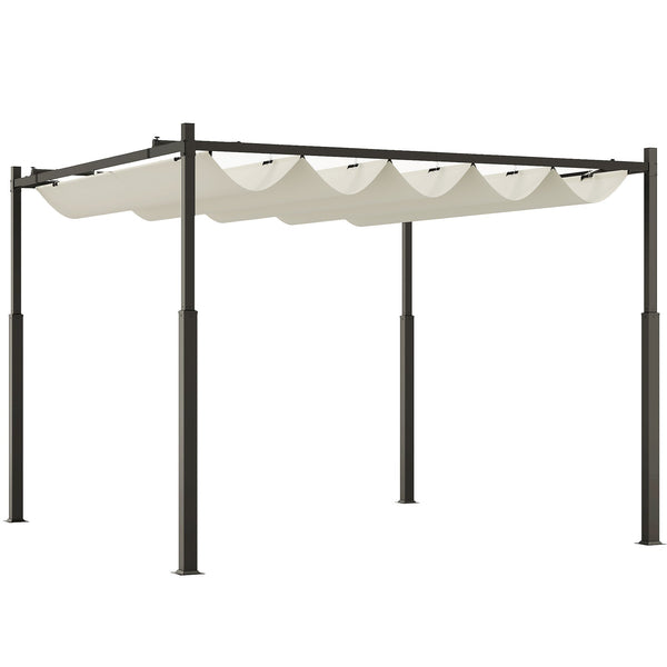 online Gazebo Pergola da Giardino 298x298x230 cm con Telo Retrattile Bianco Crema