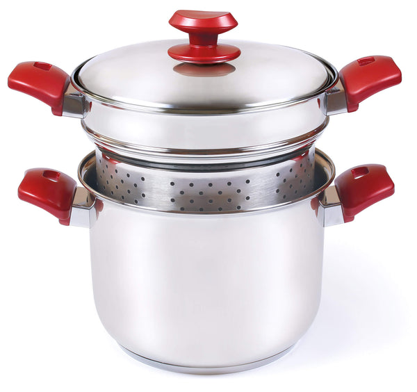 sconto Siebtopf Ø22 cm aus Antihaft-Stahl Induction Collection Stahl/Rot