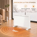 Stufa Elettrica 1500 W Termoconvettore 70x21,5x43,5 cm da Parete e Terra Compatibile con Alexa e Google Home Bianco      