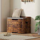 Panca Contenitore da 103L Multifunzione 75x40x56 cm color Legno con Cuscino in Tessuto Grigio      